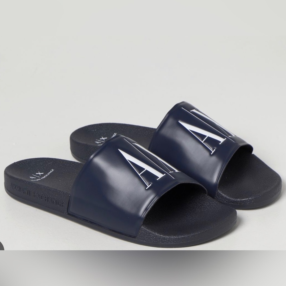 A|X ARMANI EXCHANGE Icon Logo Pool Slide—Size 8US—Navy